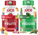Juce Original Formel - Organic Super Fruit & Veggies Supplement - Gluten / Gelatine Free, Soy Free & Vegan- Red & Greens Superfood Capsules - 23 Frugter & 23 Grønsager (180 Greve) - Af Terra Kai Organics