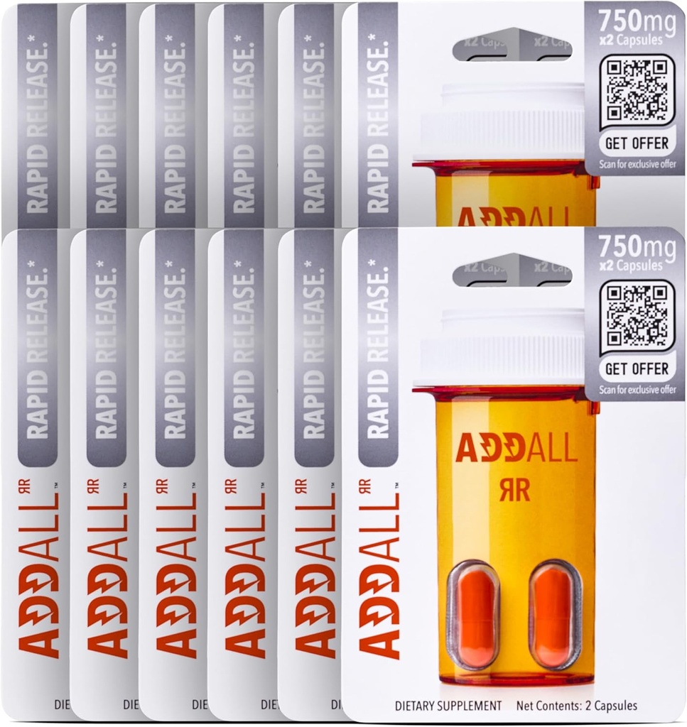 Addall Rapid Release Supplement (12 Pack) # 1 Effektiv alternativ hjerne supplement Substitute Pills Nootrop & Energy Note 124; Ingen Crash