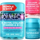 MAREE Bundle - Vitamin B1 Thiamin Gummies, Lip Mask, Face Moisturizer - A, E, D, C Vitaminer - Collagen & Hyaluronic Acid, Retinol- Kompleks for hud, negle, hår - Maske for tørre læber - Anti- Aging Cream