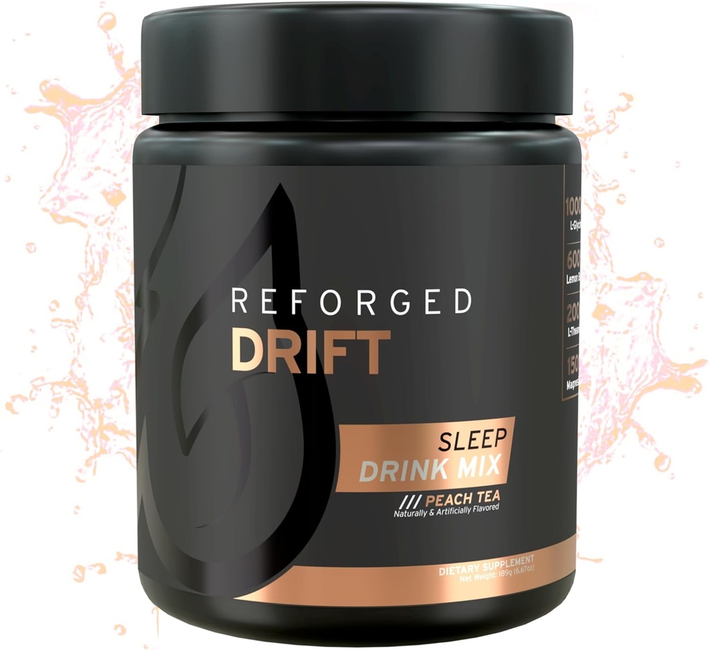 Drift Drink Mix - Rolig Magnesium Powder Sleep Support - Melatonin Sleeping Powder Supplement med Magnesium, Lemon Balm, L-Theanine, L-Glycin - Peach Tea, 30 Servere