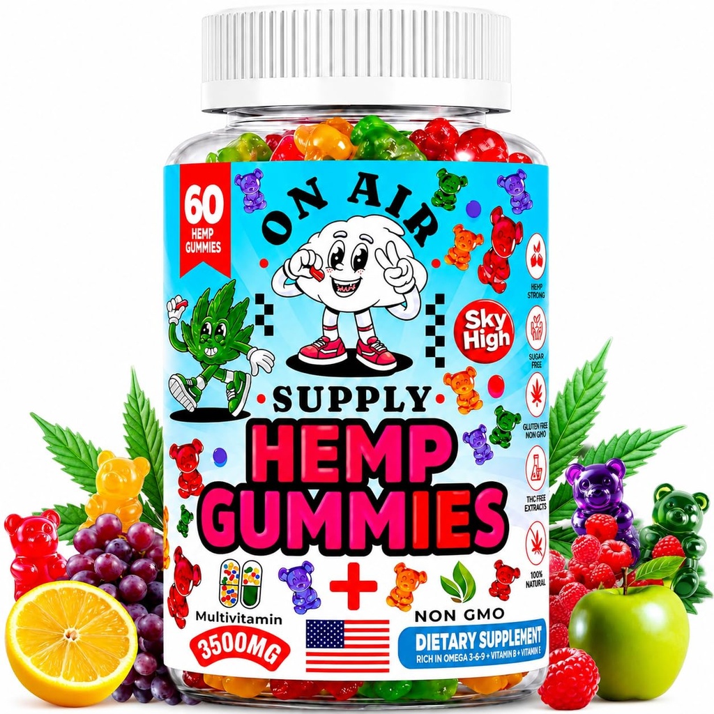 Hamp Gummies - Ekstra potens - 3500MG for smerte & stress Relief, Flavorful Mix Natural Hamp Oil Gummies + Uddrag til søvn, angst, ro & fælles støtte -Gluten- Free Bites - Made in USA
