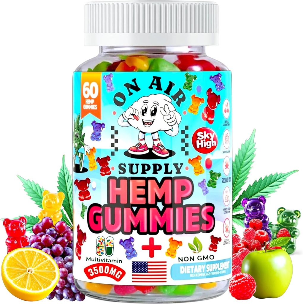 Hemp Gummies - Extra Potency - 3500MG for Pain & Stress Relief, Flavorful Mix Natural Hemp Oil Gummies+ Extract for Sleep, Anxiety, Calm & Joint Support –Gluten-Free Bites - Made in USA