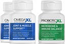 OmegaXL Powerful Joint and Muscle Support 60 Count (2 Pack) & Probiotic XL - PreforPro, DE111, Hylde Stabil - Fremme sund Gut Flora vækst (30 Veggie caps)