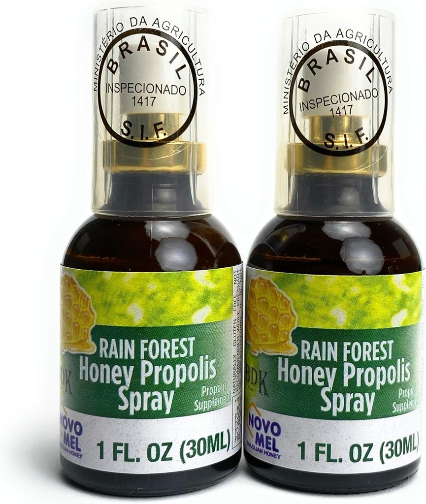 Brasiliansk Green Bee Propolis and Rain Forest Honey Oral Spray, 2 Flaske Pack