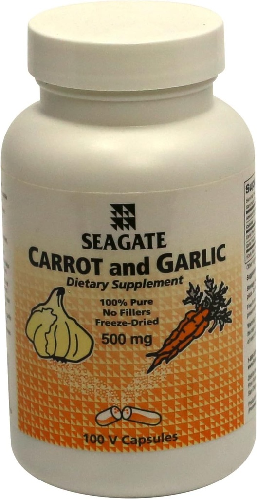 Seagate Products Gulerod og hvidløg 500mg 100 Kapsler