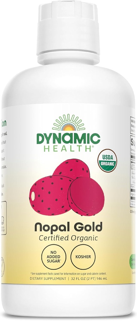 Dynamic Health Nopal Gold, Organic, Ingen tilsætningsstoffer, Antioxidant Support, Vegan, Gluten Free, Non- GMO, 32 Fl oz