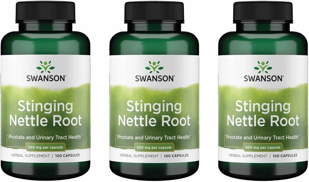 Swanson Stinging Nettle Root (Urtica Dioica) - Urtetilskud - (100 kapsler, 500 mg) (3 Pack)