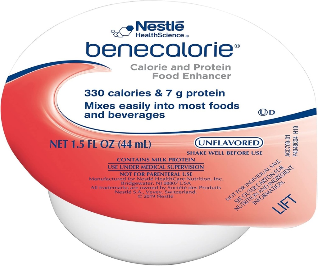 Benecalorie Calorie and Protein Enhancer - Unflavored (330 kalorier, 7g Protein) - 1,5 fl oz Cups, 24 Pack