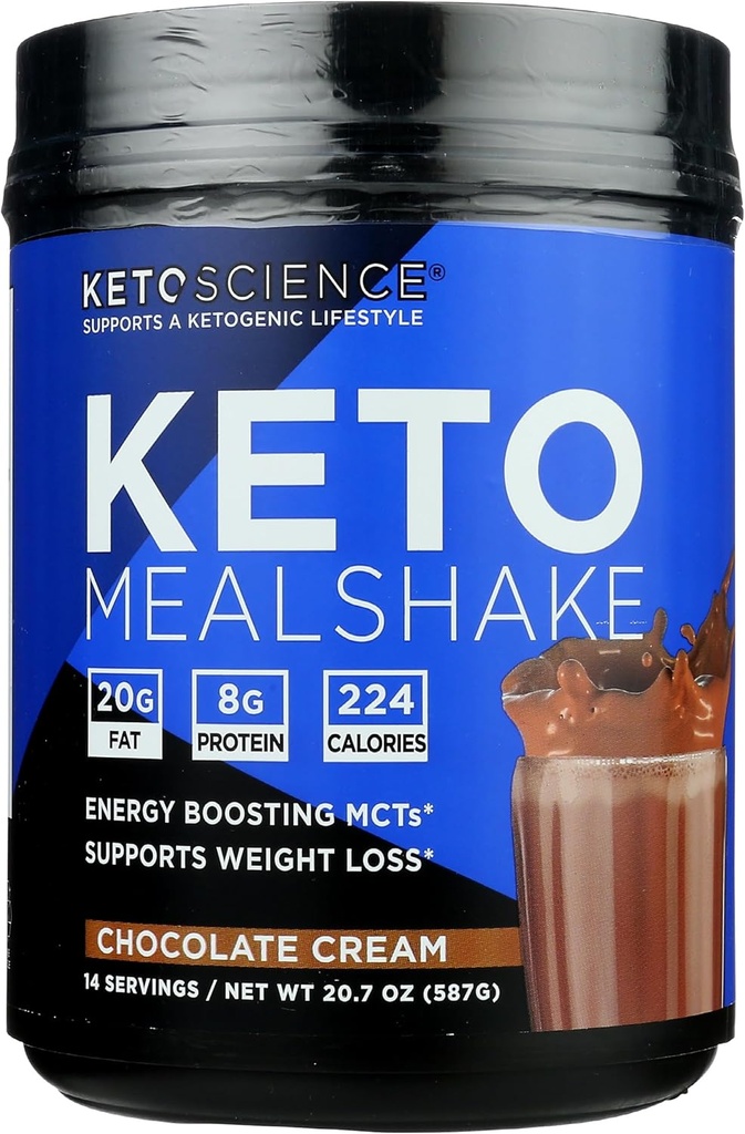 Keto Science Chocolate Cream Ketogent Meal Shake Kosttilskud, Paleo Friendly, 20.7 Ounces (pakke med 1)
