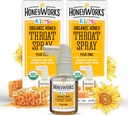 HoneyWorks Kids Throat Spray til Sore Throat Relief, 1 Oz (pakke af 2) Lindrende Non- GMO USDA Organic Dark Honey + Zink, Fast- Fungerende Relief, 12 Måneder +