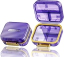 Acedada lille pilleboks, Rejsepille Organizer, Compact 7-Compact Fugtfast pill Case for Purse, Chic Daily Pill Container, Portable Medicine & Vitamin Holder for Fish Oil & Kosttilskud, Lilla