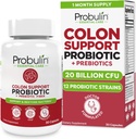 Probulin Colon Support Probiotisk tillæg, daglig Gut, fordøjelsesbesvær, og immunforsvar Probiotika kapsler til mænd og kvinder, 20 milliarder CFU, Vegan, 30 Count Flaske
