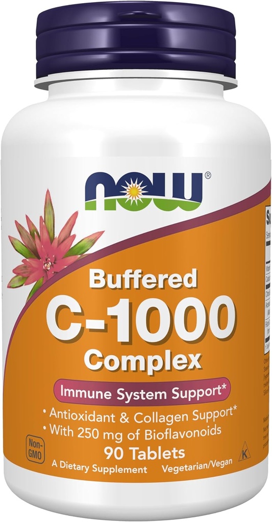 Now Supplements, Vitamin C- 1000 Complex med 250 mg bioflavonoider, Buffered, Antioxidant Protection *, 90 tabletter