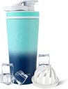 Ice Shaker Insulated Stainless Steel Shaker Bottle | 26oz, Navy/Mint | Cold for 30+ Hours | Insulated Cup with Twist-on Agitator | Odor-Free Bottle for Protein Shakes, Water, Smoothies, Cocktails
