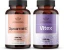 HERBAMAMA Spearmint and Vitex Kit - Bundle of 1000 mg Spearmint Leaf & Vitex Chasteberry Capsules - Vegan, Non- GMO, Gelatin- Free - 2 Pack