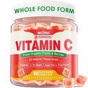 Økologisk C-vitamin Gummies 120mg for voksne, Sugar Free, Daglig immunforsvar, Raw Antioxidant, 100% Hel Food Chewable C-vitamin Supplement fra 1200mg bær & frugter til Collagen, Vegan, 60 Tællere