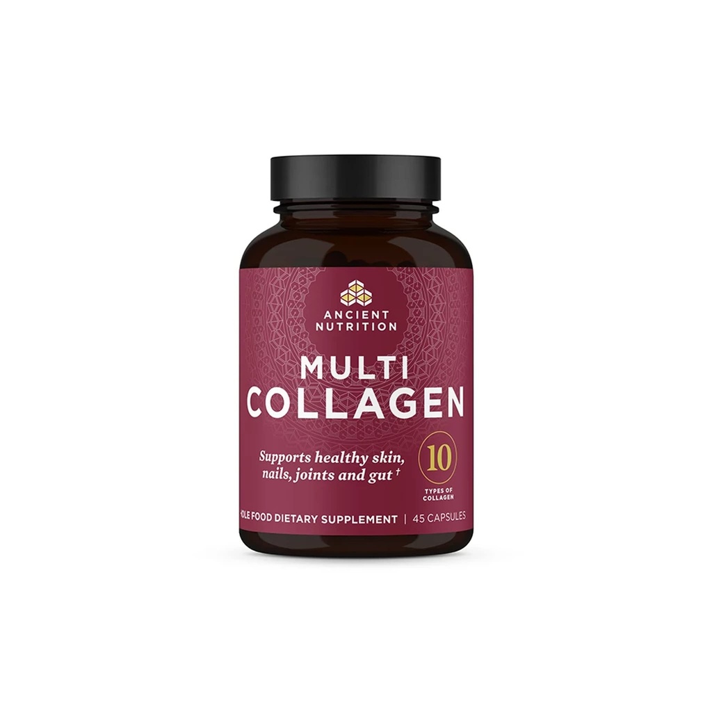 Ancient Nutrition Collagen piller peptider pulver supplement, 45 greve, hydrolyseret Multi collagen piller, type I, II, II, V & X, understøtter sund hud og negle, Gut sundhed og fælles støtte