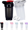 Shaker Flaske Protein Shakes Cup og 10-Ounce / 300ML ShakerBottle med whiskebolde, Protein ShakerFlasker Set, Non- BPA plast (sort + grå (2PCS))
