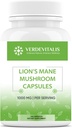 Lion 's Mane Capsules - Daily Mushroom Supplement for Hukommelse, Fokus & Klarhed - Brain Booster - Mushroom Capsules for Brain Health Support - Made in USA - 100 Kapsler