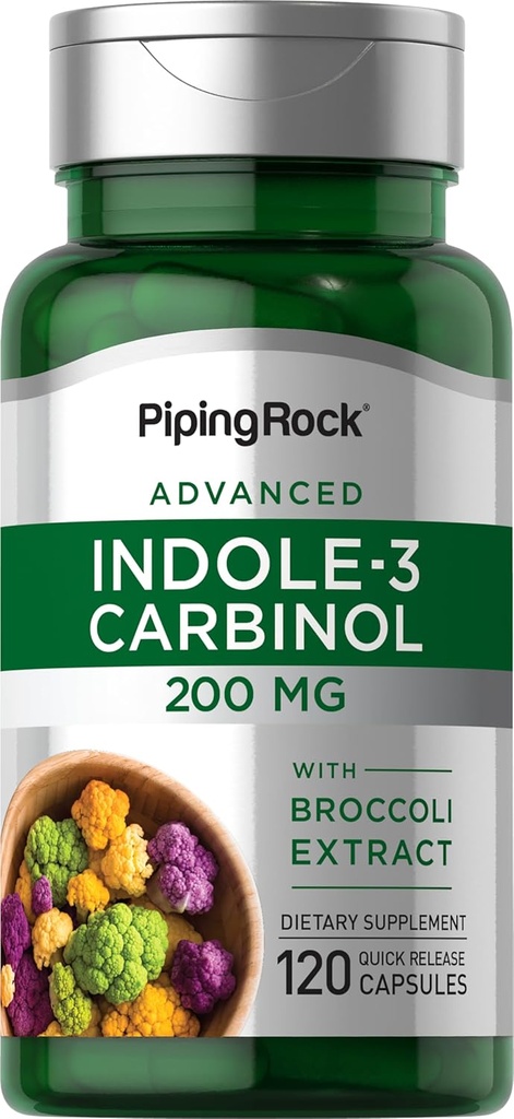 Piping Rock Indol 3 Carbinol ttesmå 124; 200mg MSD 124; 120 Kapsler MSD 124; I3C med Broccoli ekstrakt MSD 124; Non- GMO, Gluten Free Supplement