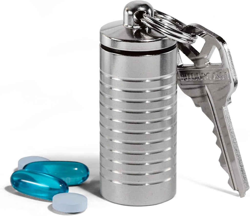 Cielo Pill Indehavere - Wide Single Chamber Nitroglycerin Keychain Pill Holder, Lavet i USA, Rustfrit stål Pill Keychain Container, Vandtæt Pill sag med Customizable Chambers