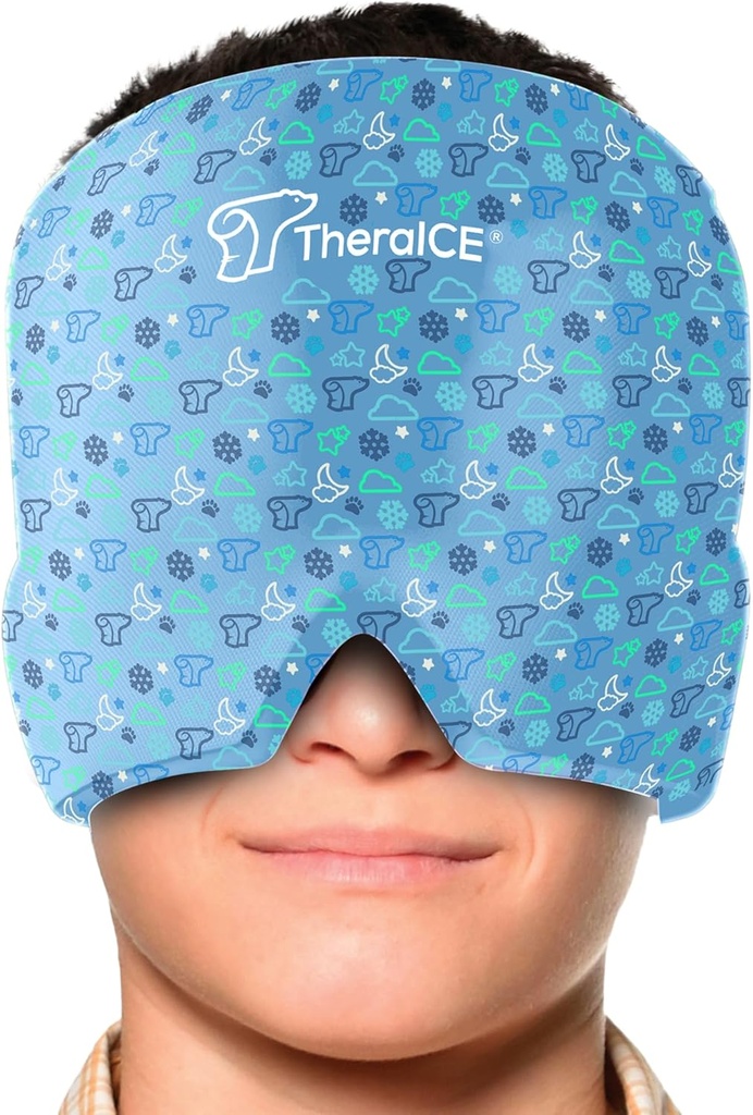 Theraice Migræne Relief Cap Junior, Lindrende Hovedpine Boo Boo Ice Pack Maske Produkter, Cooling Gel Hat JR, Ansigtet kold Compress Head Wrap for Pumps, Bruises og køling temperaturer