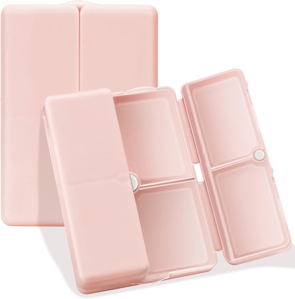 FEDY Daily Pill Organizer, 7 Compartments Portable Pill Case Travel Pill Organizer, [Folding Design] Pill Box for Purse Pocket til at holde vitaminer, Cod Lever Oil, Kosttilskud og Medicin-Pink