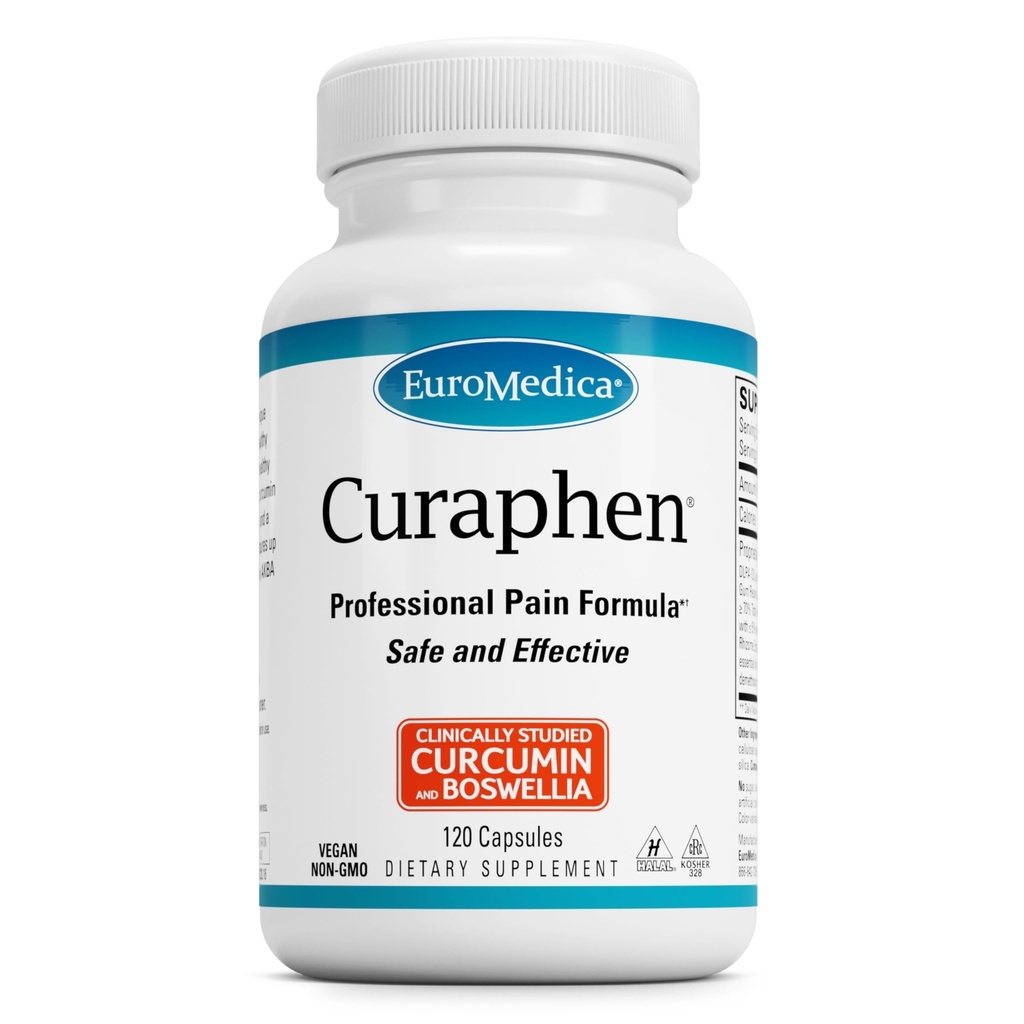 EuroMedica Curaphen - Curcumin Supplement til cirkulation & Enlinphin Support - Støtte til lejlighedsvis ubehag - Aids Sunde Muskler - 120 Kapsler