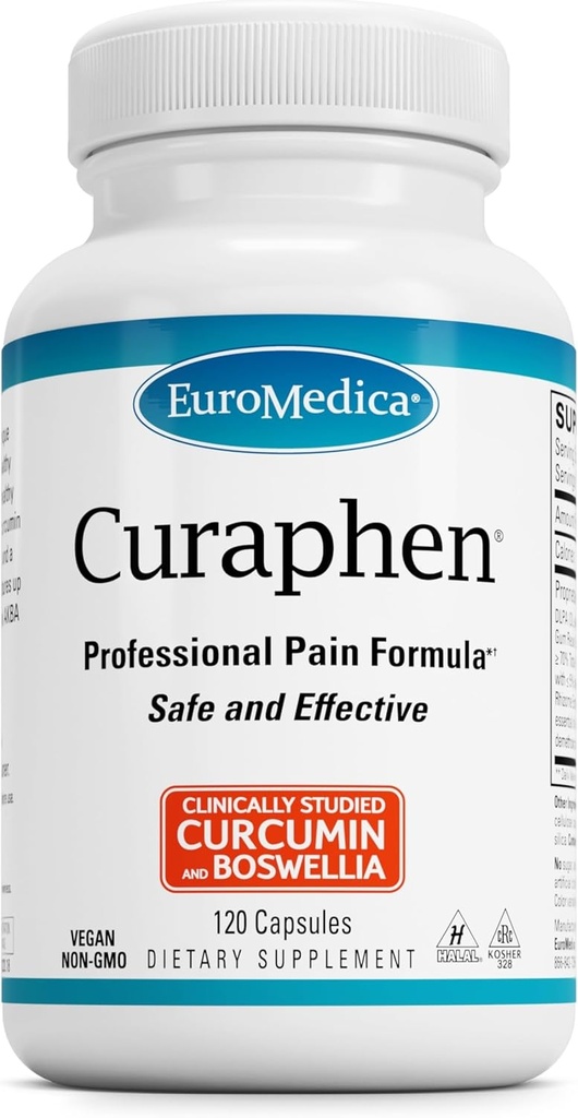 EuroMedica Curaphen - Curcumin Supplement til cirkulation & Enlinphin Support - Støtte til lejlighedsvis ubehag - Aids Sunde Muskler - 120 Kapsler