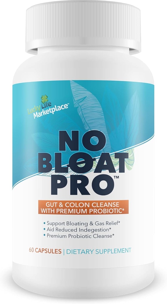 Ingen Bloat Pro - Gut & Colon Cleanse med Premium Probiotisk Support - Support Bloating & Gas Relief - Indeholder Fennel & Ginger - Promote Colon Sundhed & fordøjelsessygdomme - Hjælp regelmæssighed og fordøjelse