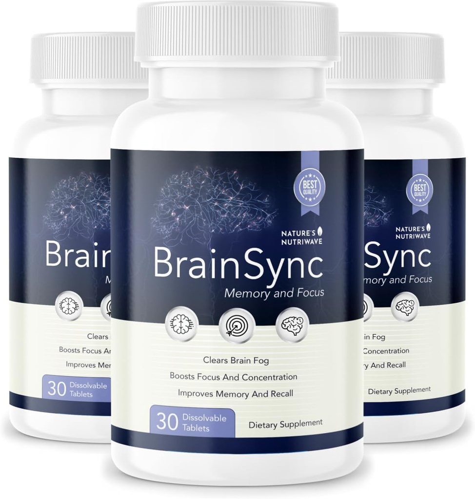 BrainSync Probiotic Supplement – Supports Daily Wellness & Gut-Brain Balance – 3.6 Billion CFU – 30 Dissolvable Tablets, 3 Month Supply