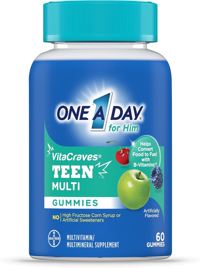 En dag Teen for ham Multivitamin Gummies, Gummy Multivitaminer med vitamin A, C, D, E og zink til immunforsvar support, fysisk energi & mere, 60 Greve
