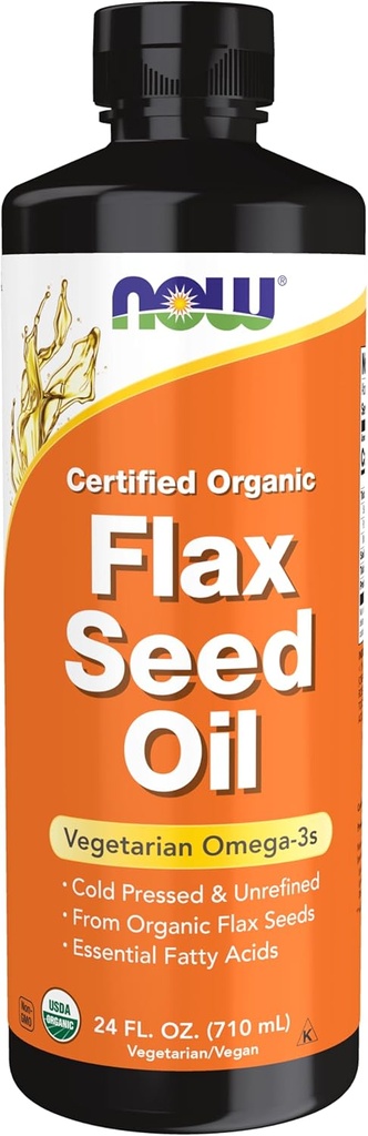 Now Foods Supplements, Certified Organic Lex Seed Oil Liquid, Cold- presset og uraffineret, 24-Ounce