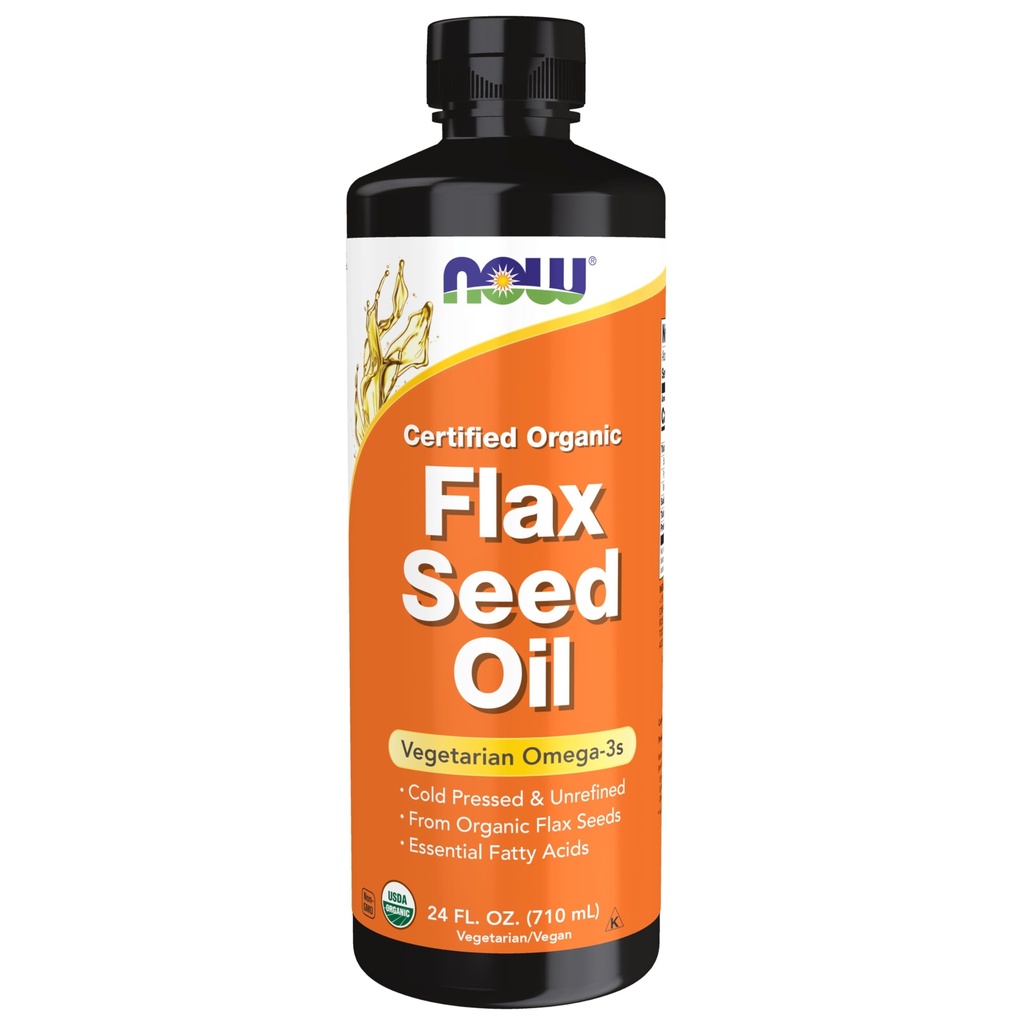 Now Foods Supplements, Certified Organic Lex Seed Oil Liquid, Cold- presset og uraffineret, 24-Ounce