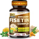 VEGATOT Organic Fisetin Complex 7-in-1 Formula | with Quercetin, Resveratrol, Ashwagandha, Maca Root, Turmeric, Black Pepper | 150 Capsules | Non-GMO, Gluten-Free