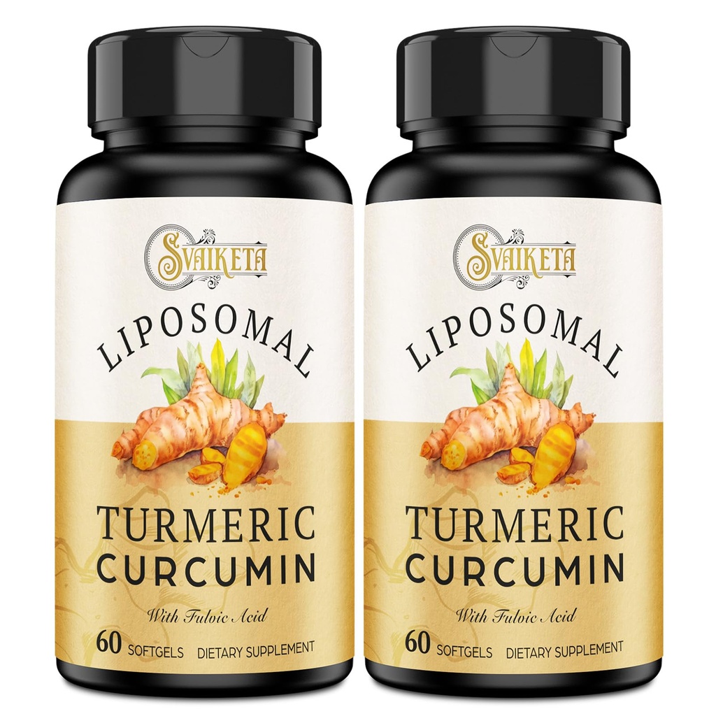 Liposomal gurkemeje supplement - 2000mg, 95% Curcuminoid ekstrakt med Piperine - 60 Softgel (2 Flaske)