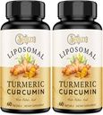 Liposomal gurkemeje supplement - 2000mg, 95% Curcuminoid ekstrakt med Piperine - 60 Softgel (2 Flaske)