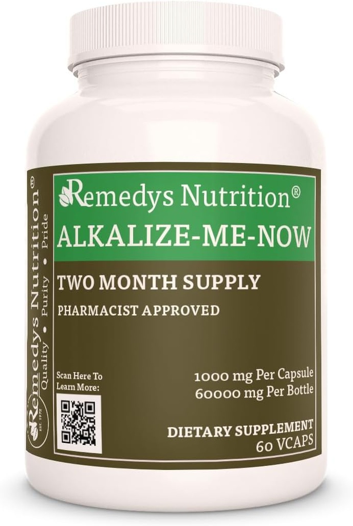 Remedy 's Nutrition Alkalize Me Now Me 124; 1.000 mg, 60 Vegan Kapsler Herbal Kosttilskud