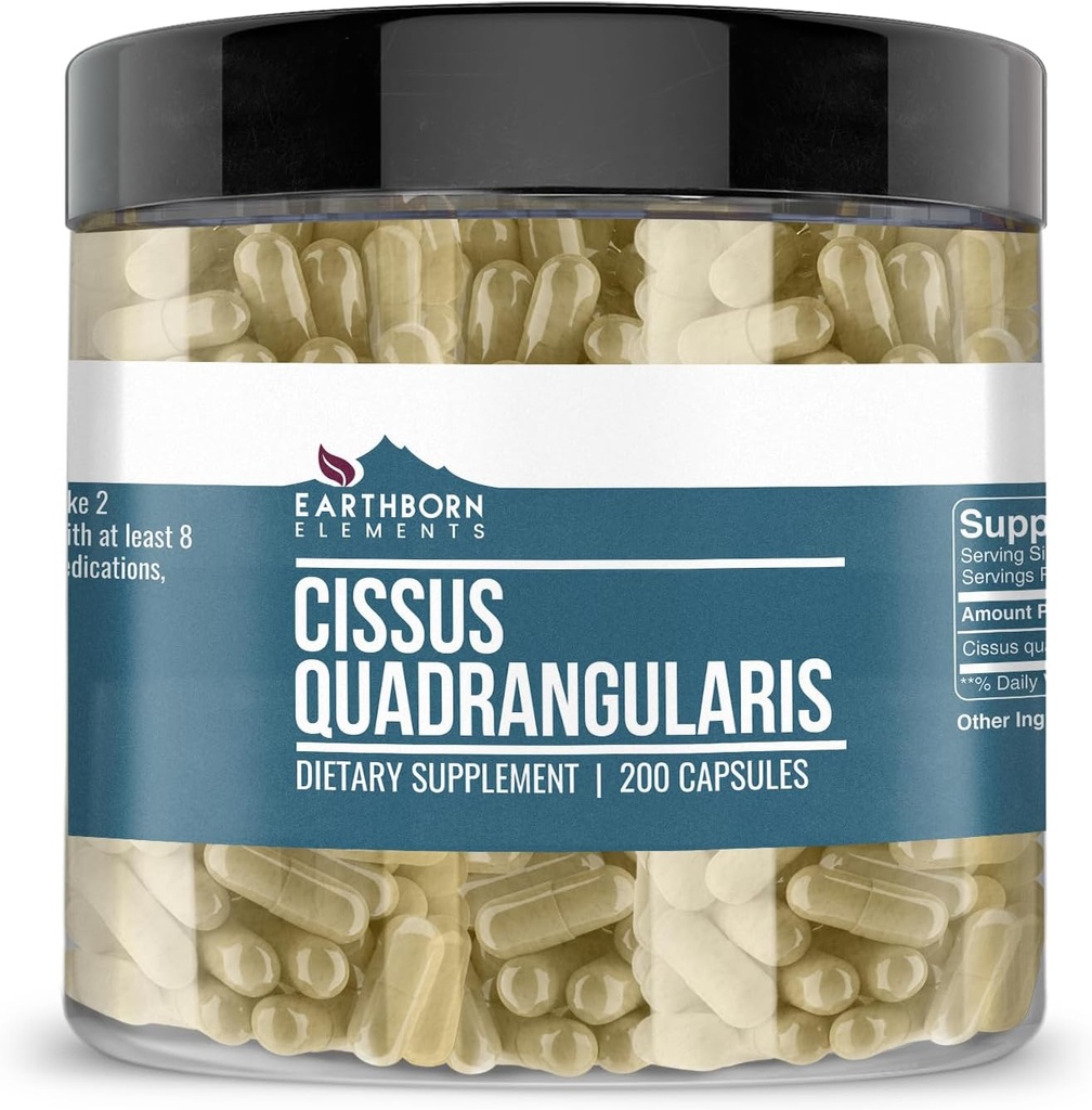 Earthborn Elements Cissus Quadrangularis 200 Kapsler, Pure & Ufortyndet, Ingen tilsætningsstoffer