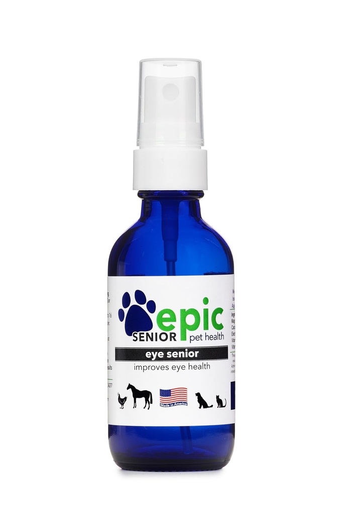 Eye Senior - All Natural Liquid Spray Supplement til ældre kæledyr - Stop ældningsprocessen - Bedre syn - Mist Over øjne og sætte i mad og vand (2 Oz)