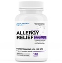 Puregen Labs Allergy Relief, Fexofenadine 180 mg, 100 tabletter - 24 timers nonDrowsy Antihistamin Allergi medicin til Runny Næse, nysen, Itchy, Watery Eyes - Made in USA