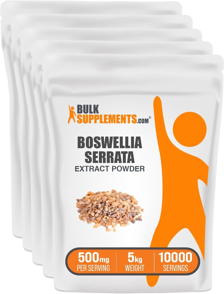 Bulkadditions.com Boswellia Serrata Extract Powder - from Frankincense Resin, Boswellia Serrata Powder - Herbal Supplement, Gluten Free, 500mg per Serving, 5kg (11 lbs) (Pack of 5)