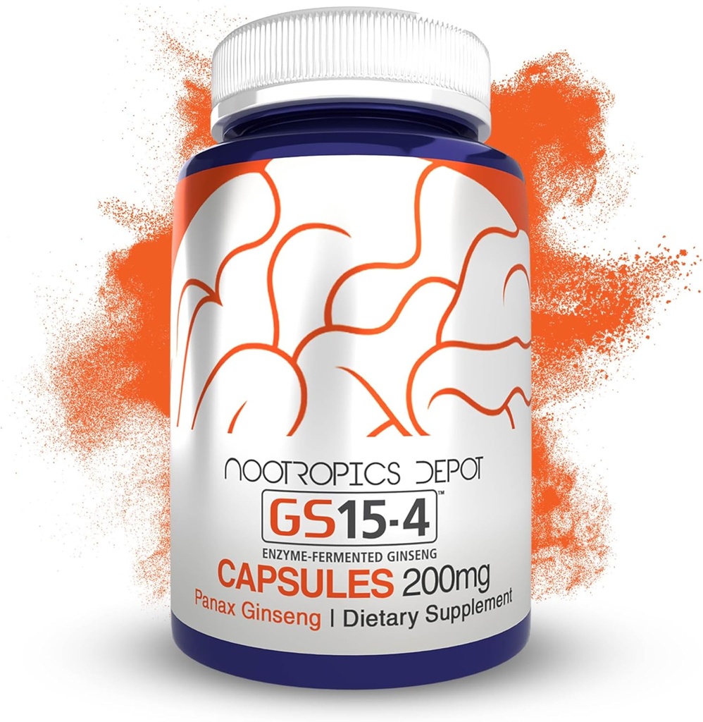 Nootropics Depot GS15-4 Panax Ginseng Uddrag Kapsler 124; 200mg