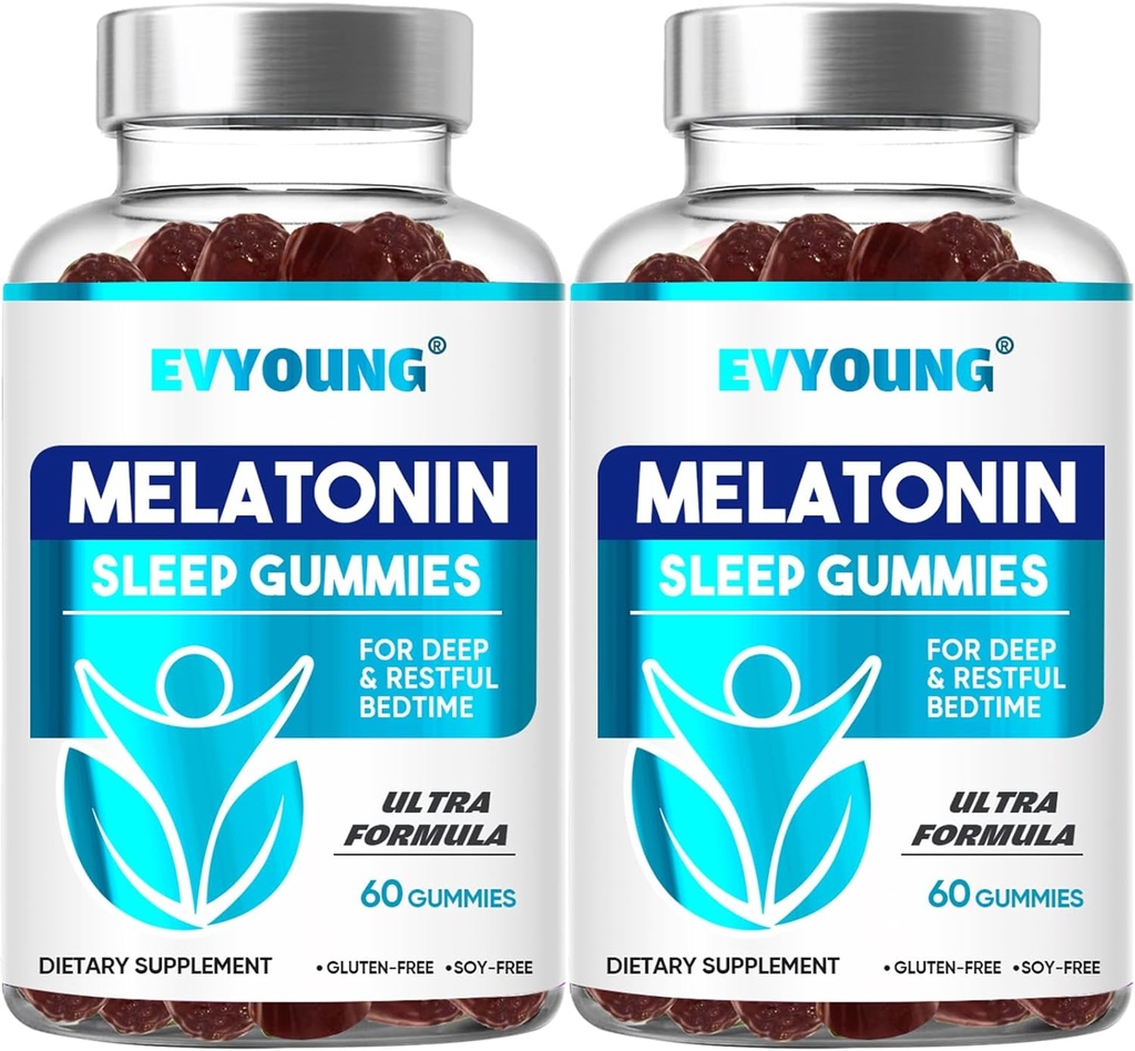 EVYUNG Melatonin Gummies, Sovestøtte til voksne, 1000 mcg Melatonin 120 Gummies op til en 60 dages forsyning, supplement til søvn