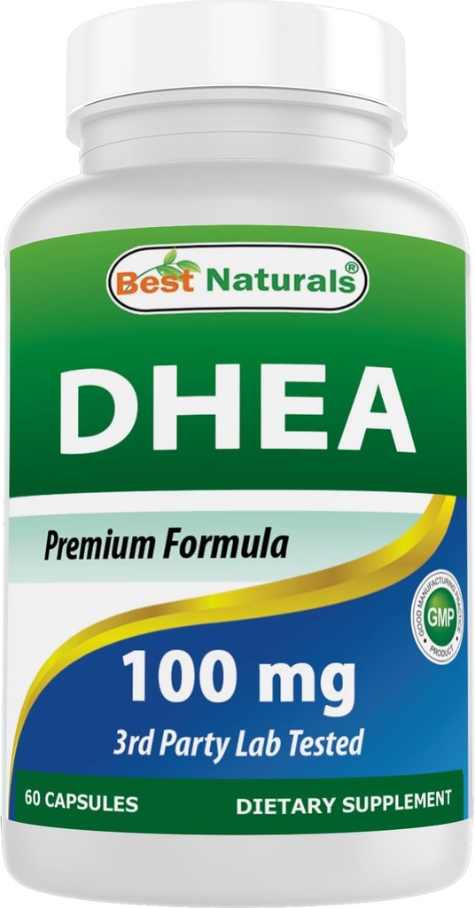 Bedste Naturals DHEA 100mg Supplement 60 Kapsler - Understøtter balancerede Hormonniveauer for mænd og kvinder - fremmer sund aldring - USA Fremstillet