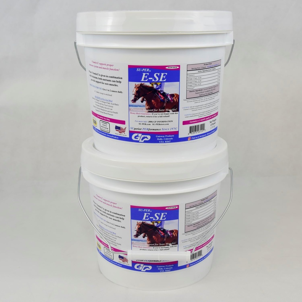 SU-PER E-Se Horses Antioxidant Supplement - Vitamin E & Selenium for Sore Muscles Support - 4 Pound, (2 Pack)