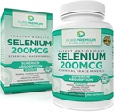 PurePremium Selenium 200mcg Supplement - L Selenomethionin Essential Mineral - Daglig støtte til normal thyreoidea, immunsystem - 124; Normal prostata funktion - 3 måneder forsyning - 100 kapsler