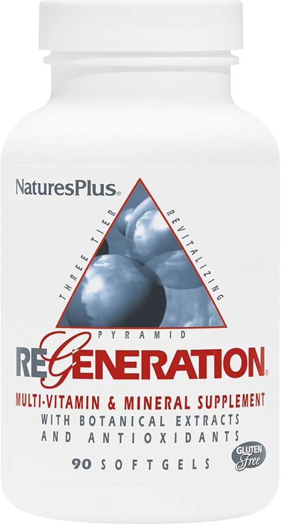 NaturePlus Regeneration - 90 Softgels, pakke med 2 - Multi- Vitamin & Mineral tillæg med botaniske ekstrakter & antioxidanter - Gluten Free - 60 Total Servering