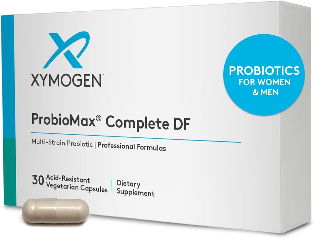 XYMOGEN ProbioMax Daily 100B - 100 Billion CFU Probiotic Supplement - Dairy Free Probiotics with Lactobacillus acidophilus + Bifidobacterium lactis - Formerly ProbioMax DF (30 Acid Resistant Capsules)