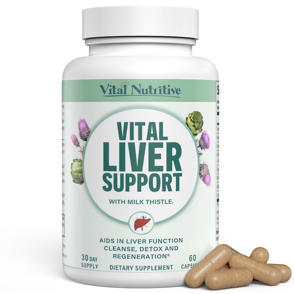 Vital leverstøtte Ny formel levertilskud og levervitamin - 9-in-1 lever sundhed Formel, rense & reparation Formel med økologisk mælk tidsel understøtter lever sundhed rengøring
